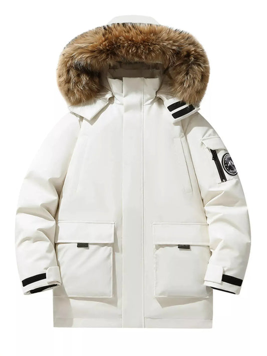 Men's Full Size Fur Hooded Zip Up Parka Coat Plus Size by Partner Label