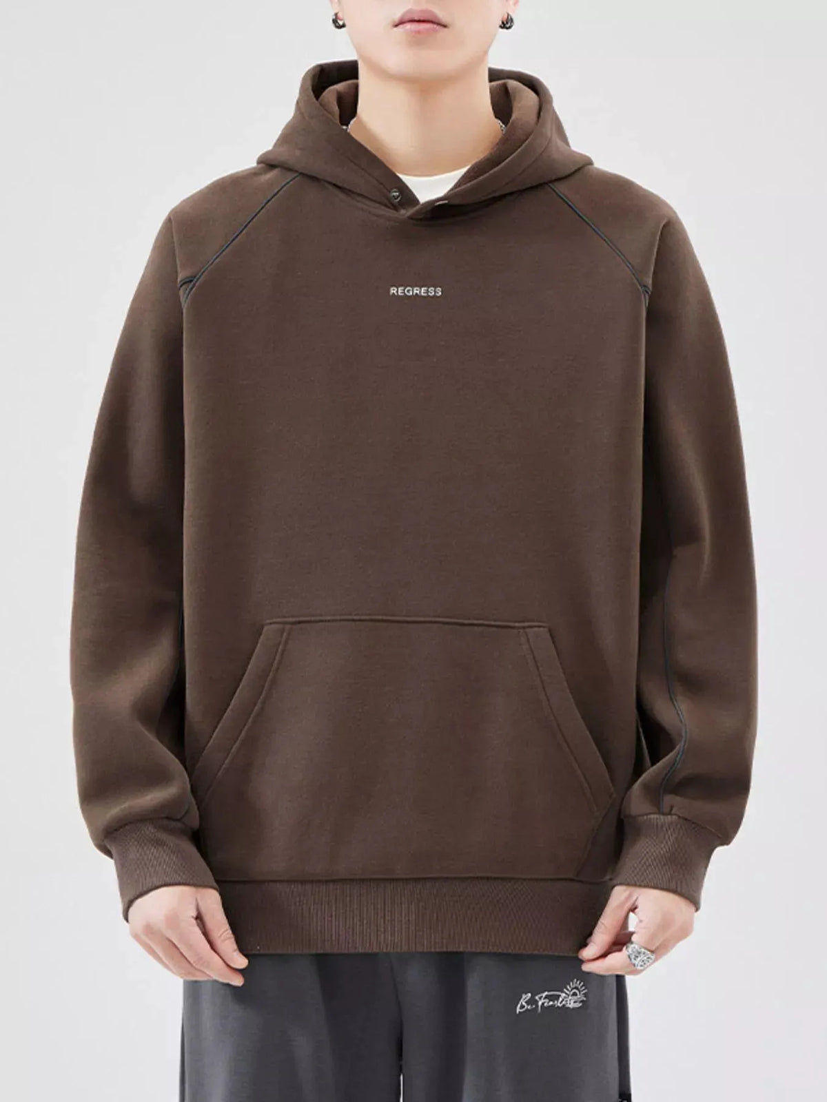 Men's Plus Size Kangaroo Pocket Raglan Sleeve Hoodie by Partner Label