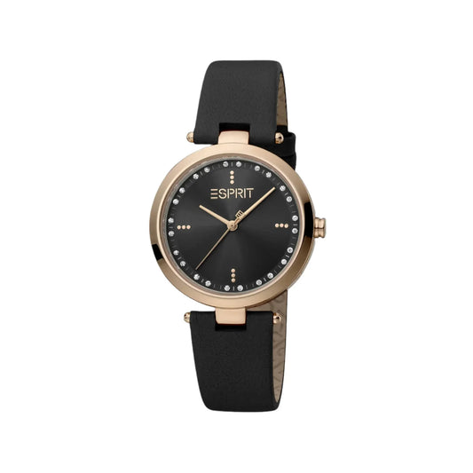 Esprit Women's Black Leather Watch, Black Dial | Es1l035m0015 by ESPRIT