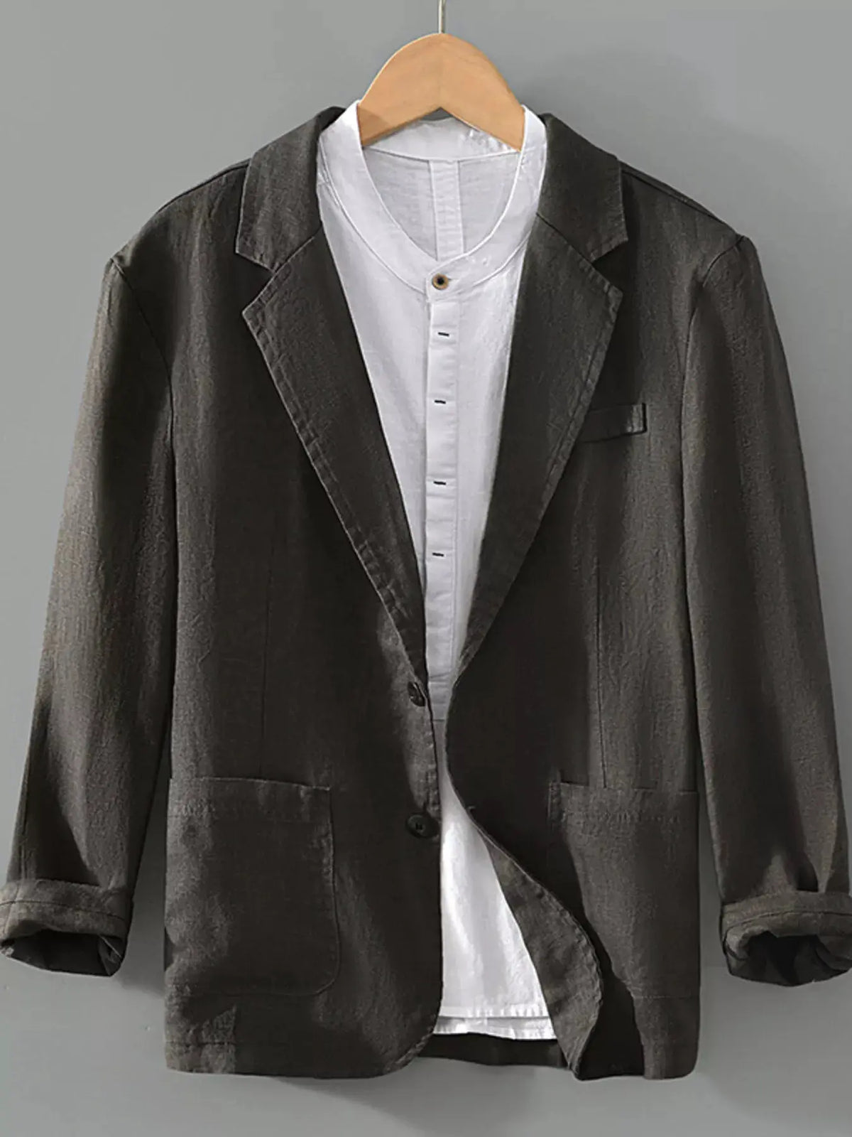 Men's Plus Size Lapel Collar Button Up Blazer by Trendsi