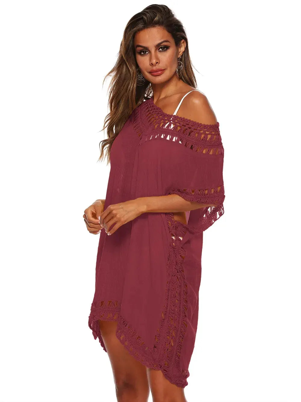 Cutout V-Neck Short Sleeve Cover-Up by Partner Labels