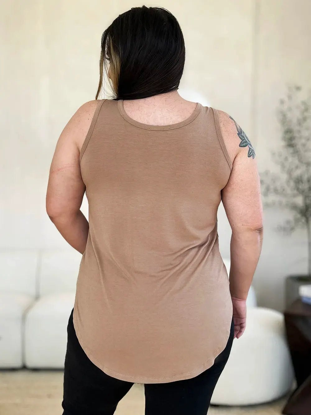 Basic Bae Full Size Round Neck Curved Hem Tank by Basic Bae