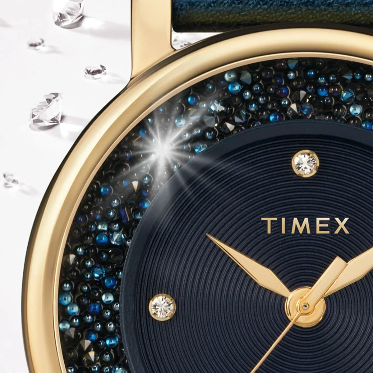 Timex Women's Blue Leather Watch, Crystal Details | Tw2r93100 by TIMEX