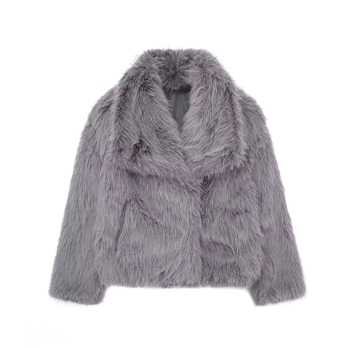 Winter Plush Coat Fashion Warm Thicken Fluffy Lapel Jacket Outwear Casual Long Sleeve Tops Womens Clothing by Maiden-Art