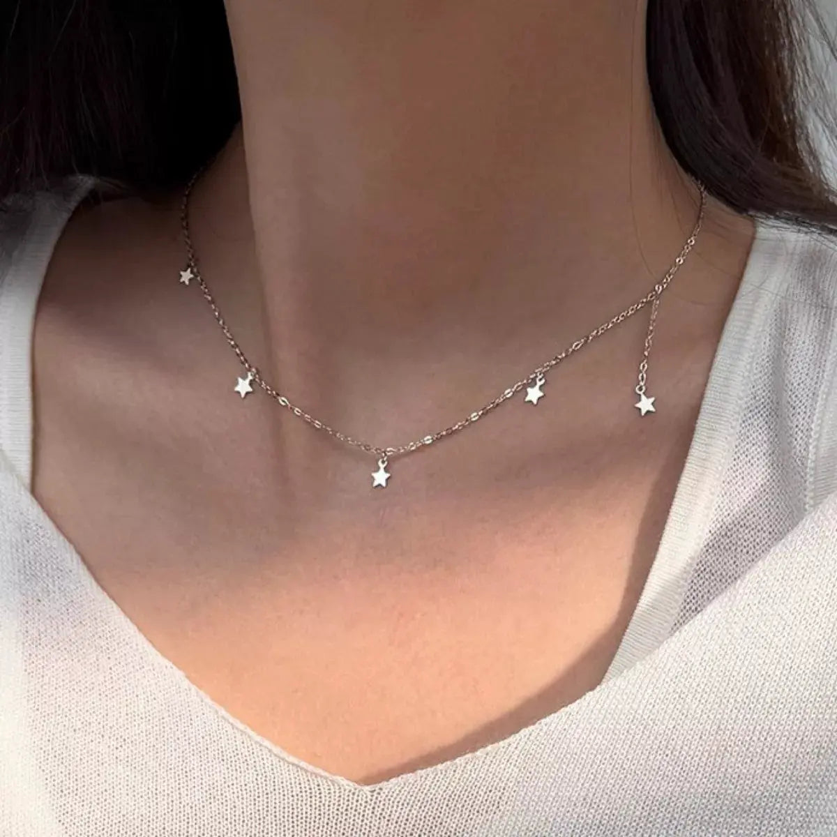 925 Sterling Silver Star Charm Necklace by Partner Labels