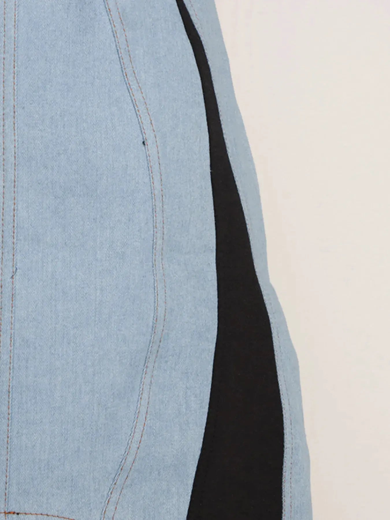 Contrast Adjustable Strap Denim Dress by Partner Label