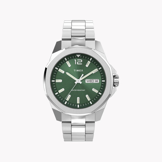 Timex Men's Green Dial Bracelet Watch, Stainless Steel | Tw2w13900 by TIMEX