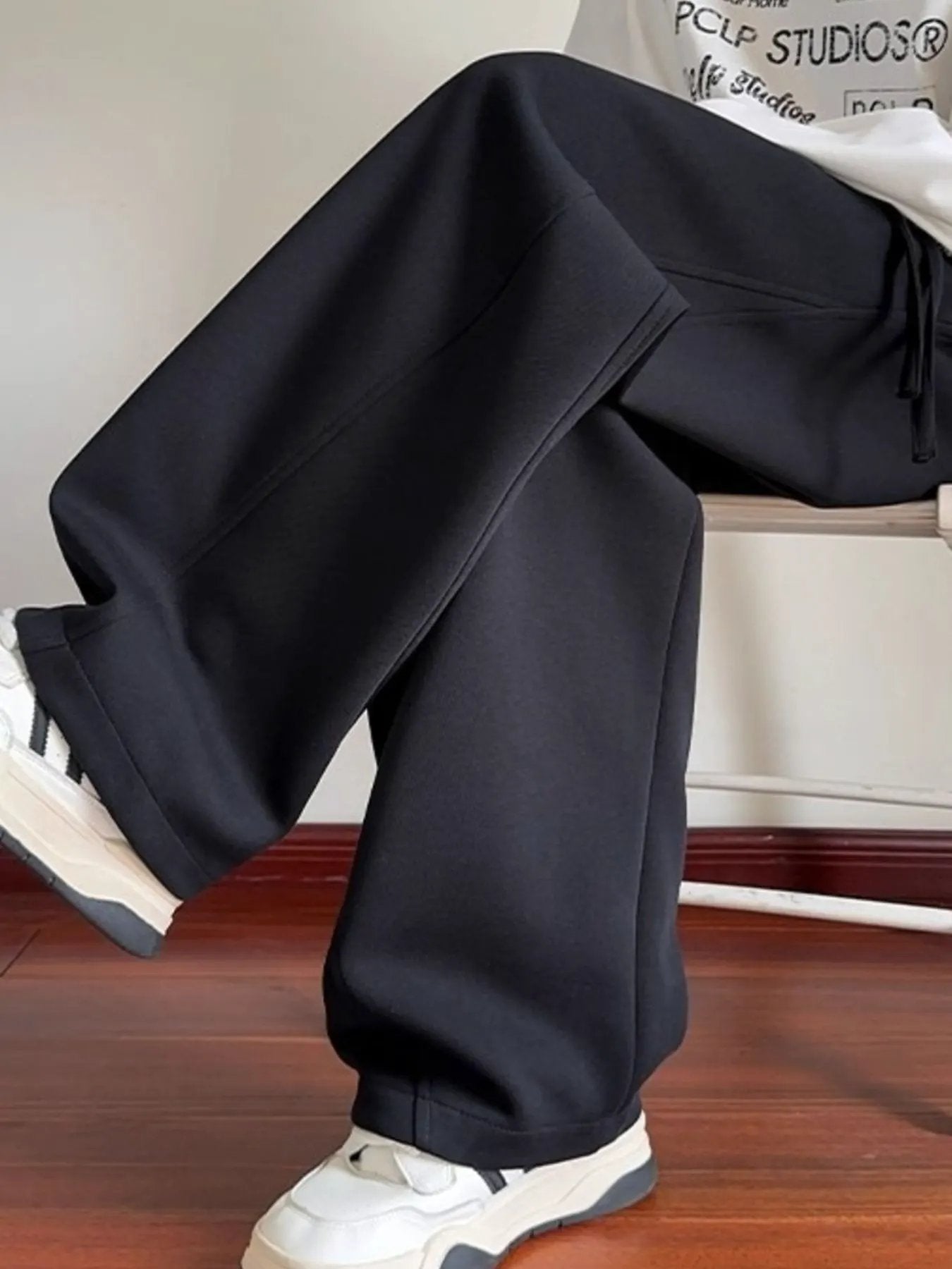 Men's Plus Size Drawstring Wide Leg Pants by Partner Label