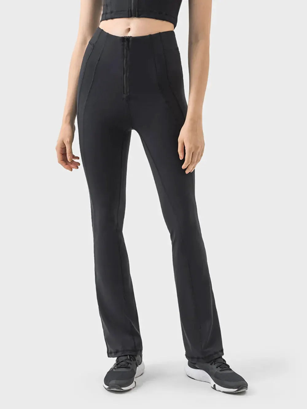 Millennia Zipper Detail High Waist Active Pants by Millennia
