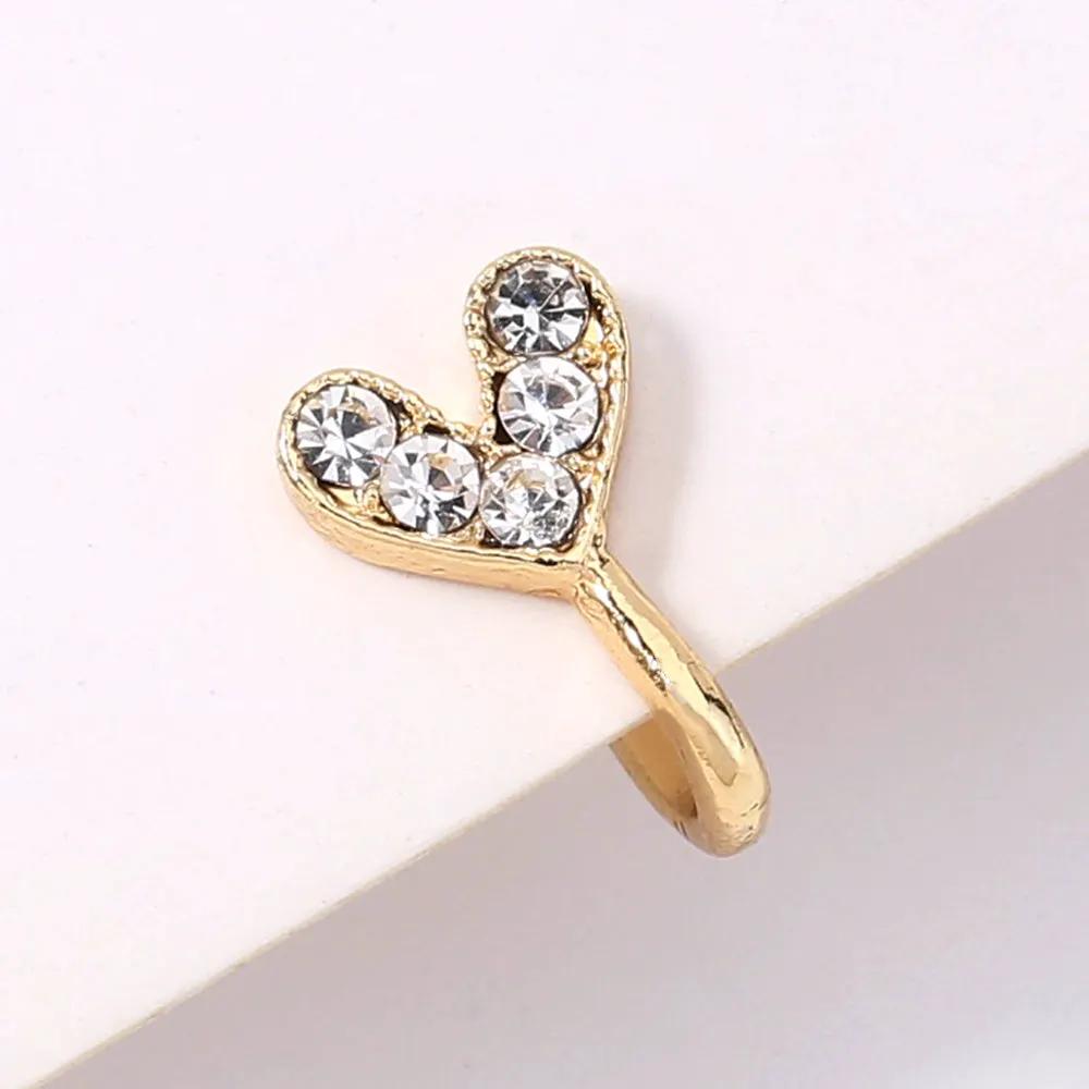 Gold rhinestone nose ring, mini crown rhinestone nose ring, piercing crown nose clip by Maiden-Art
