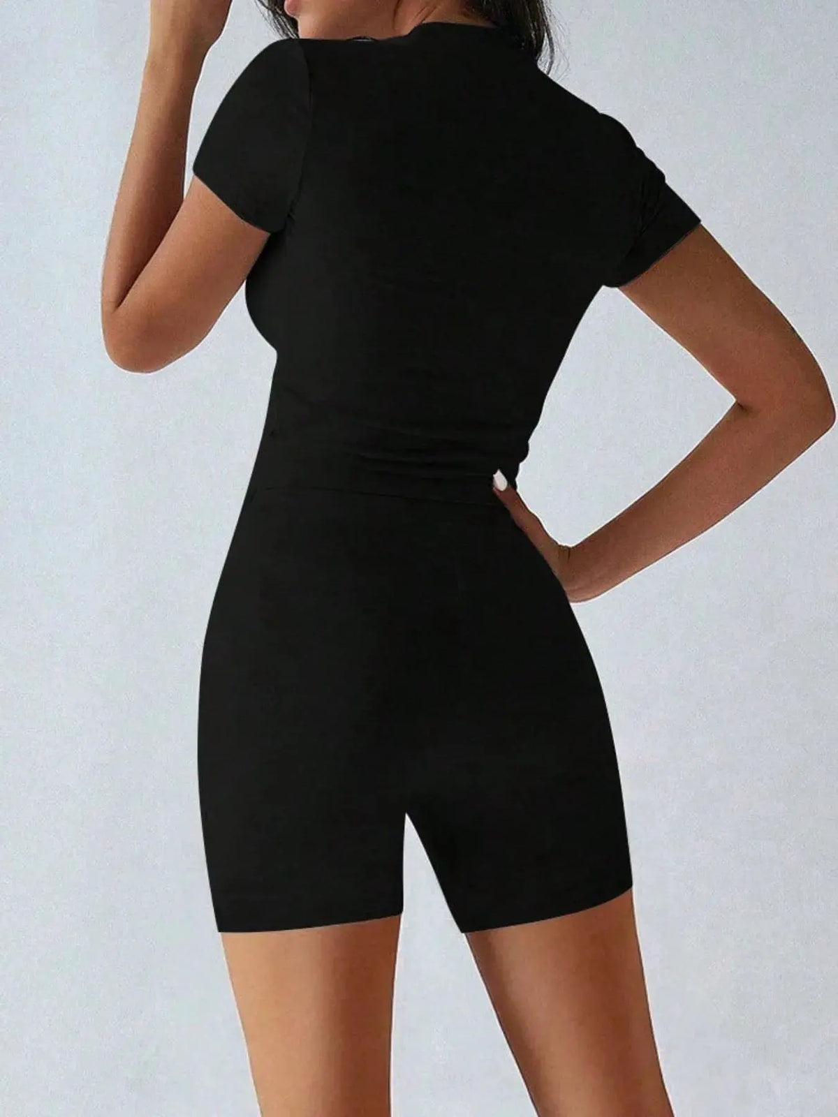 Round Neck Short Sleeve Top and Shorts Set by Partner Label