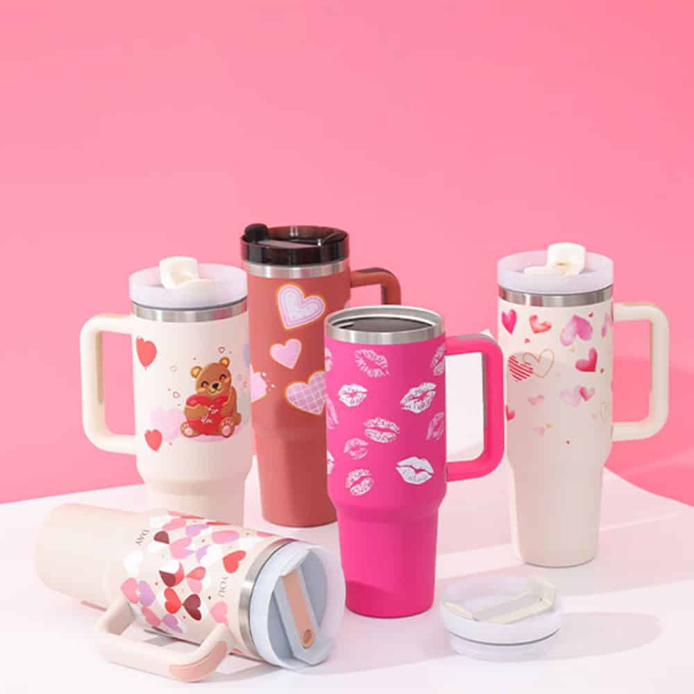 40 Oz Tumbler With Handle Straw Insulated, Stainless Steel Spill Proof Vacuum Coffee Cup Tumbler With Lid Tapered Mug Gifts For Valentine Lover Suitable For Car Gym Office Travel by Maiden-Art