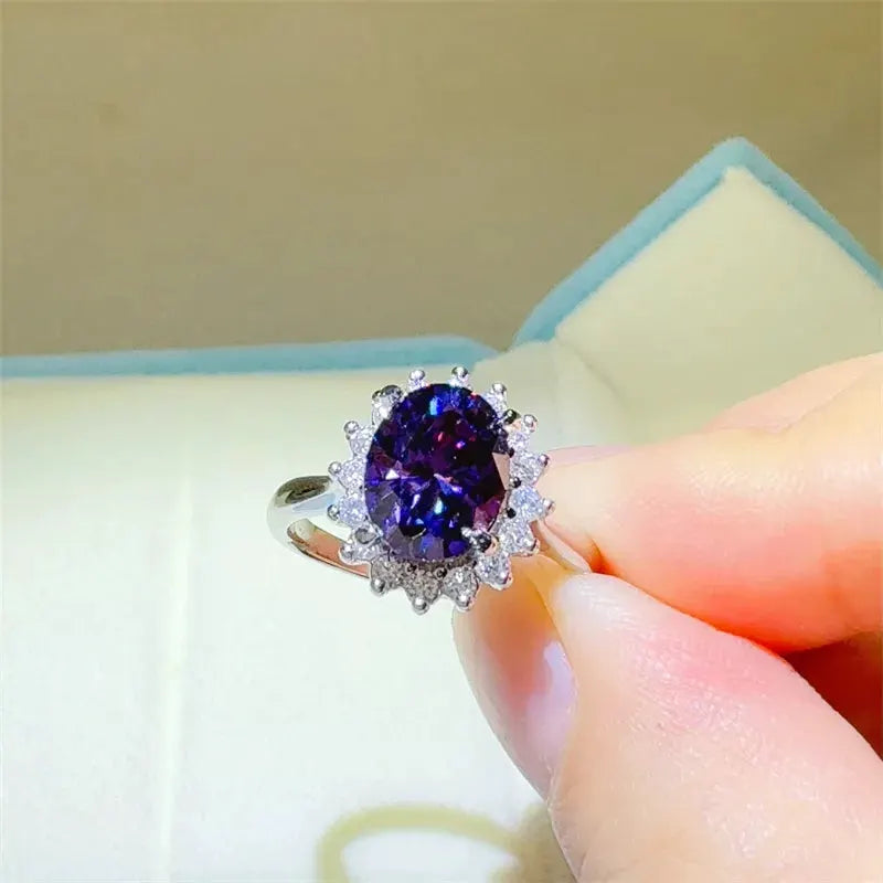 2 Carat 925 Sterling Silver Oval Moissanite Ring by Partner Label