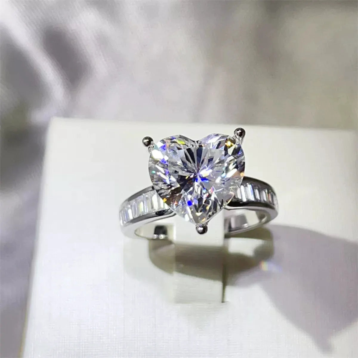 5 Carat Moissanite 925 Sterling Silver Heart Ring by Partner Label