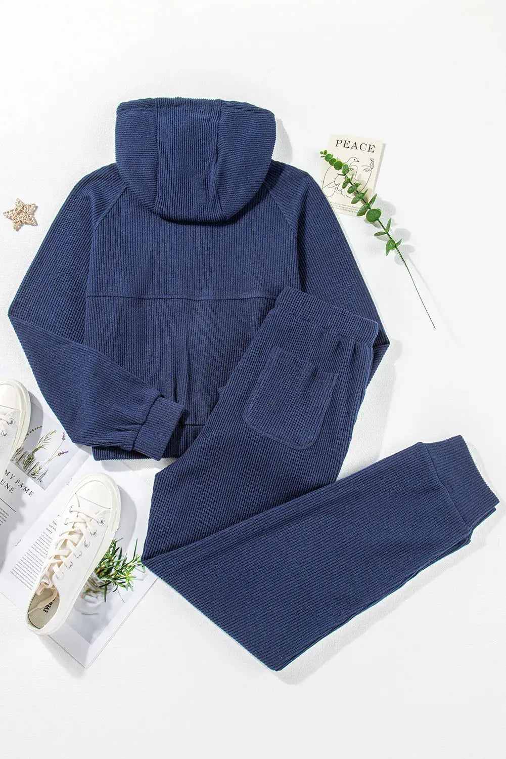 Drawstring Half Zip Hoodie and Joggers Active Set by Partner Label