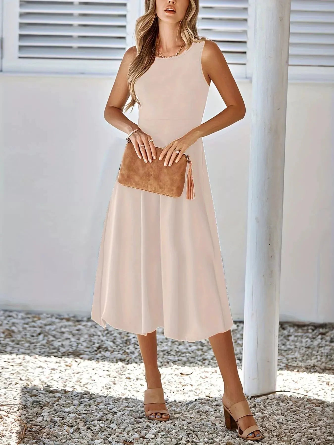 Sleeveless A-Line Midi Dress by Partner Label