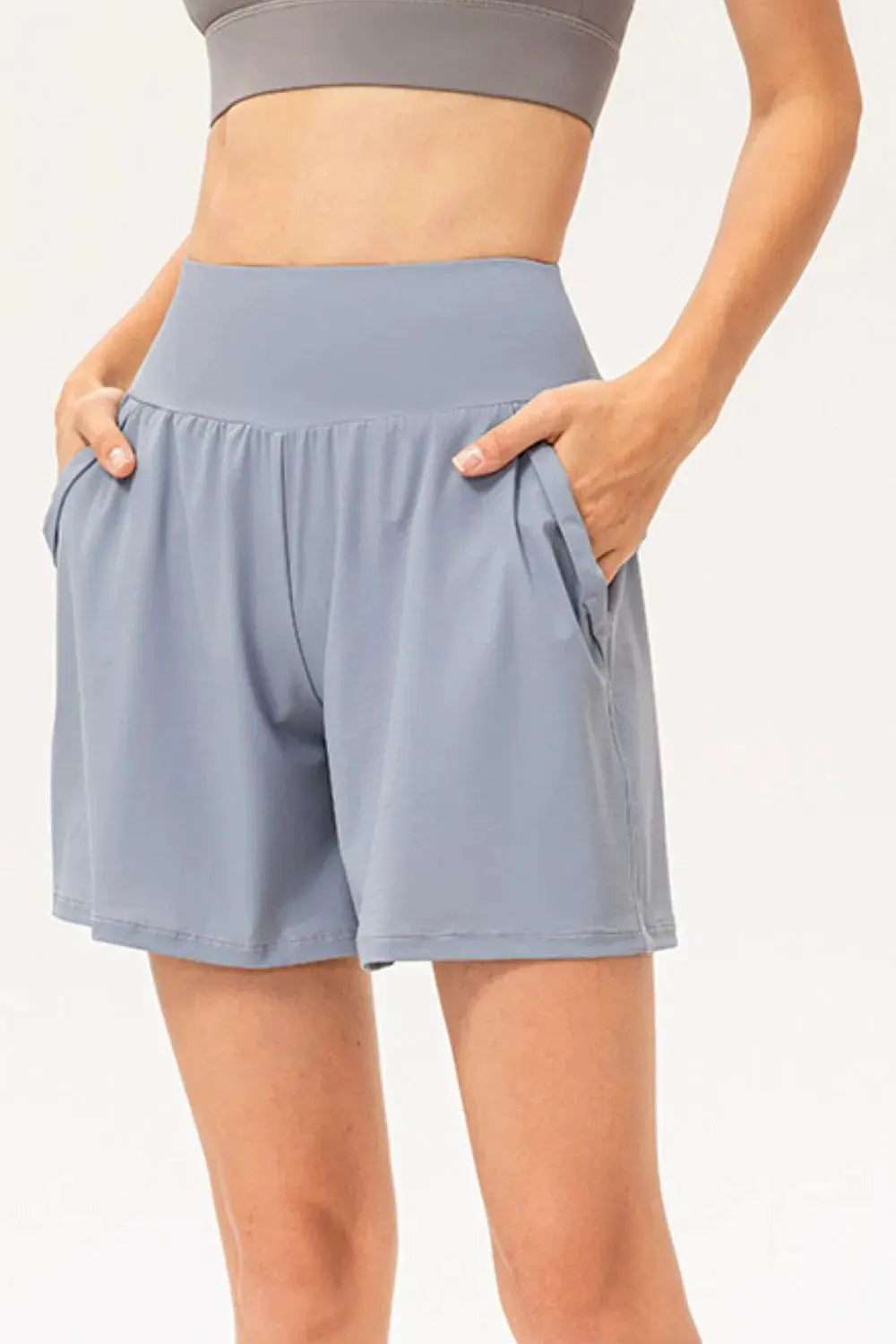 Pocketed Elastic Waist Active Shorts by Partner Label