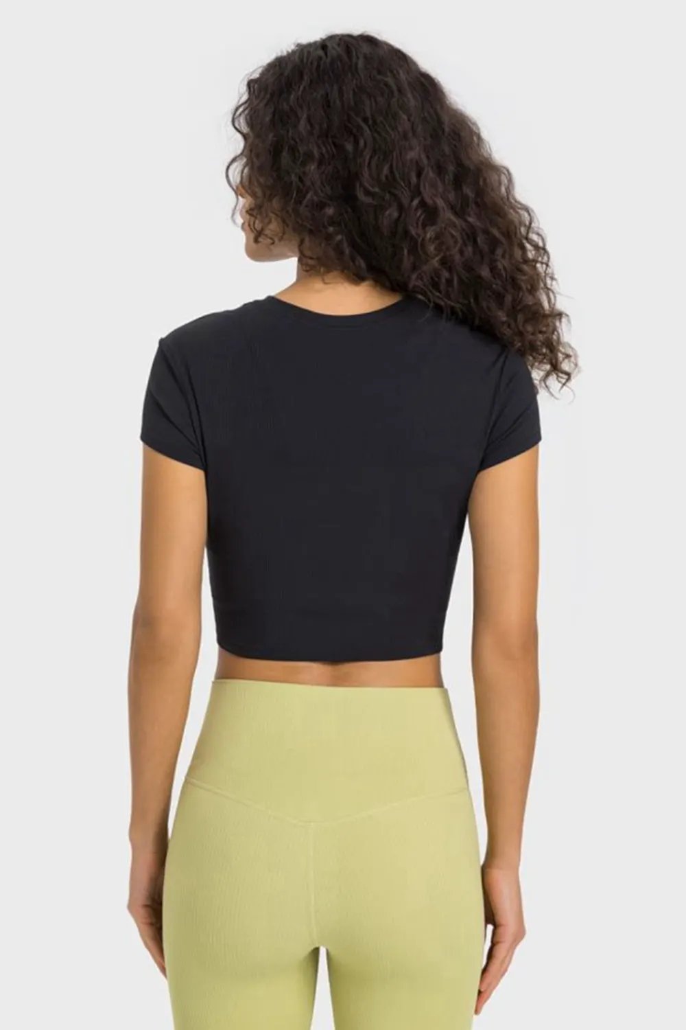 Millennia Round Neck Short Sleeve Cropped Sports T-Shirt by Millennia