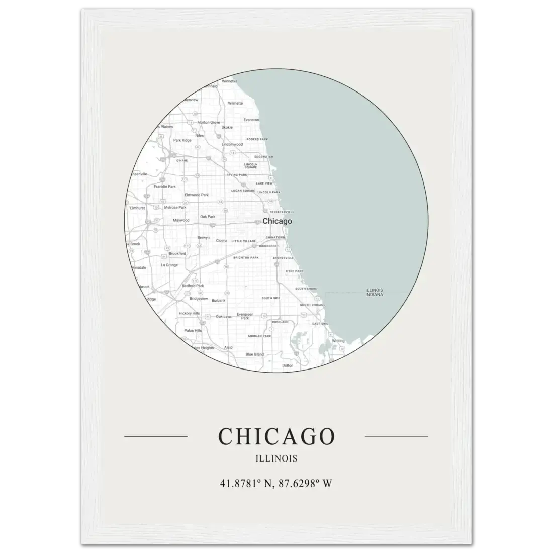Chicago, Illinois minimalist map poster by Art-O-Rama Shop