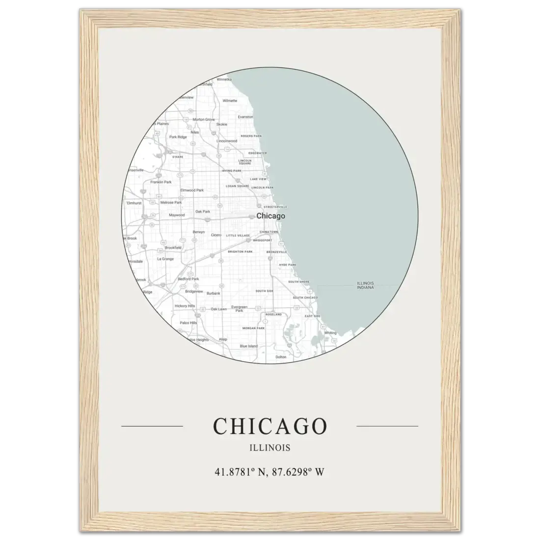 Chicago, Illinois minimalist map poster by Art-O-Rama Shop