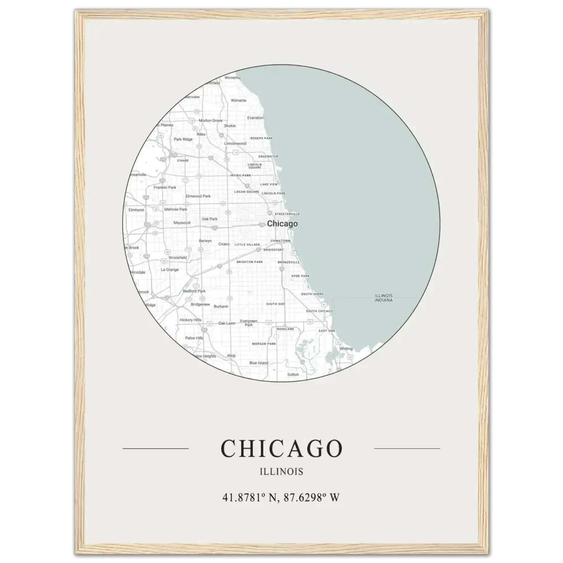 Chicago, Illinois minimalist map poster by Art-O-Rama Shop