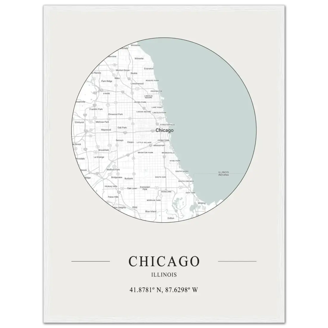 Chicago, Illinois minimalist map poster by Art-O-Rama Shop
