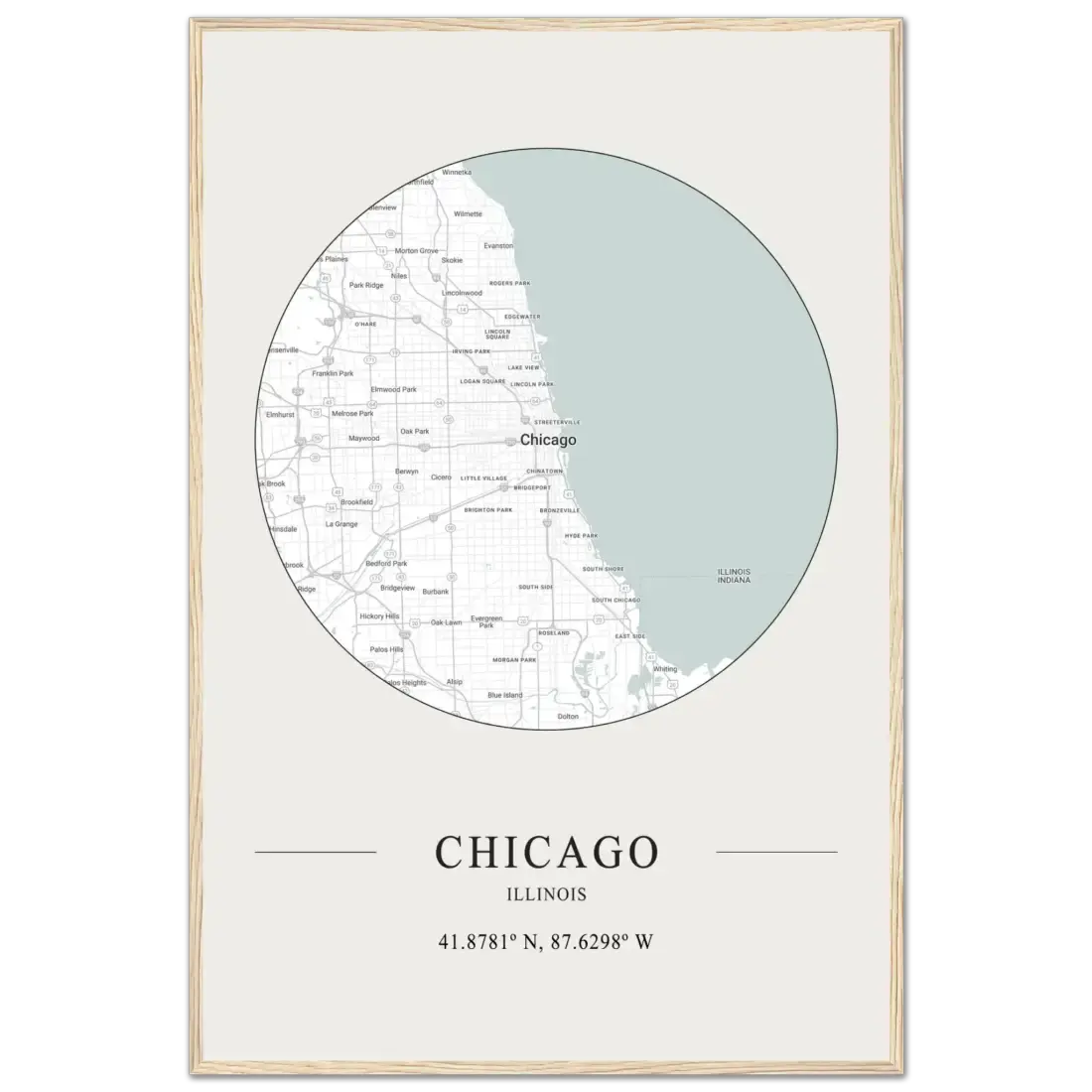 Chicago, Illinois minimalist map poster by Art-O-Rama Shop