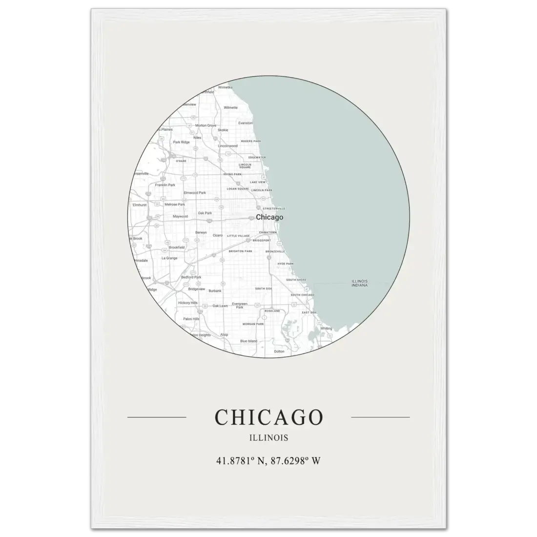 Chicago, Illinois minimalist map poster by Art-O-Rama Shop