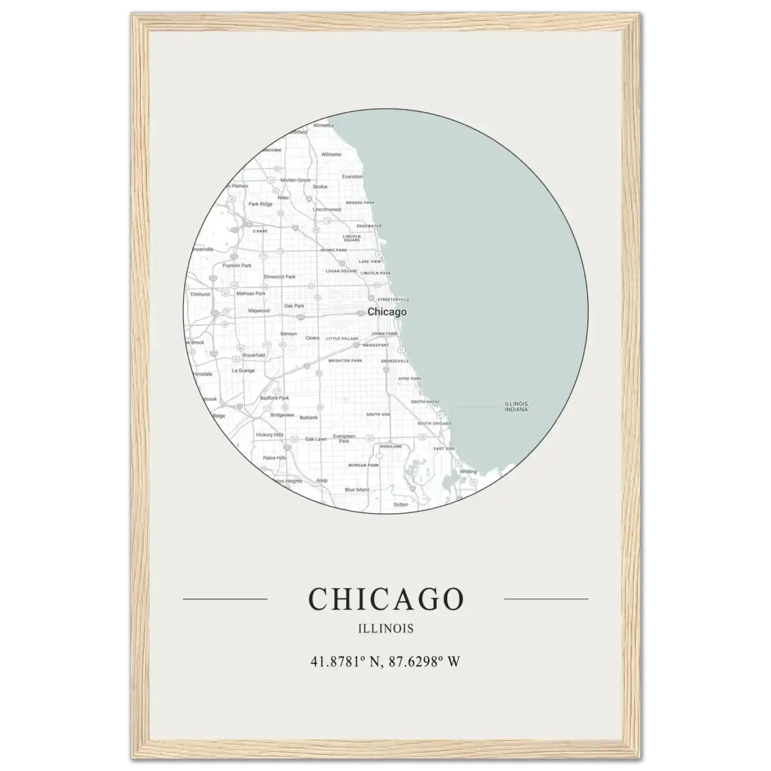Chicago, Illinois minimalist map poster by Art-O-Rama Shop