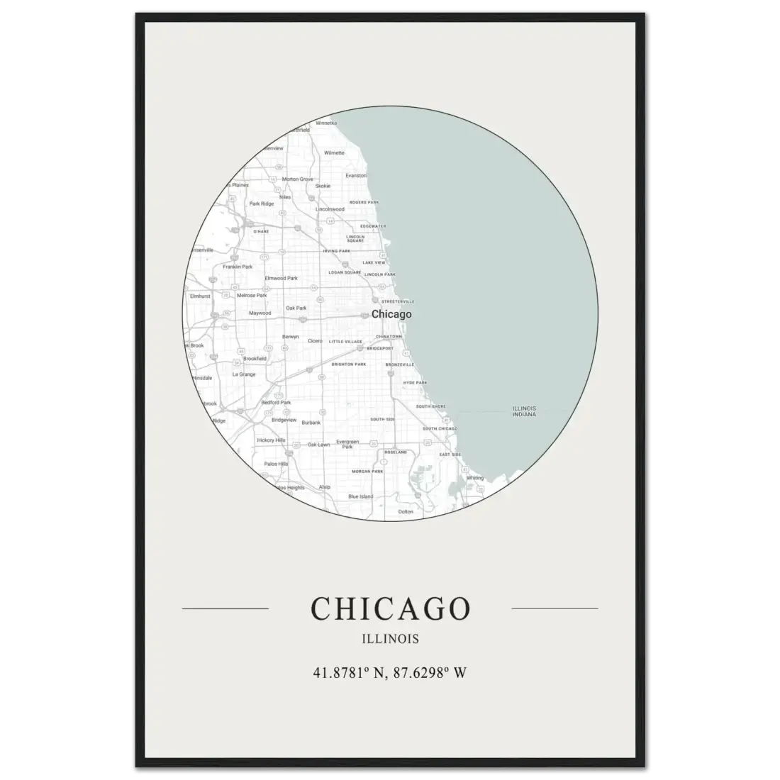 Chicago, Illinois minimalist map poster by Art-O-Rama Shop