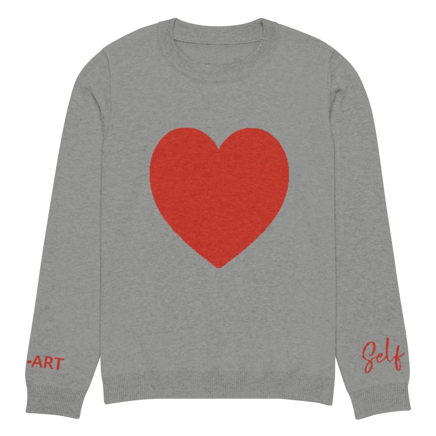 Heart - Knitted crew neck sweater GREY | crew neck knitted sweater by Maiden-Art