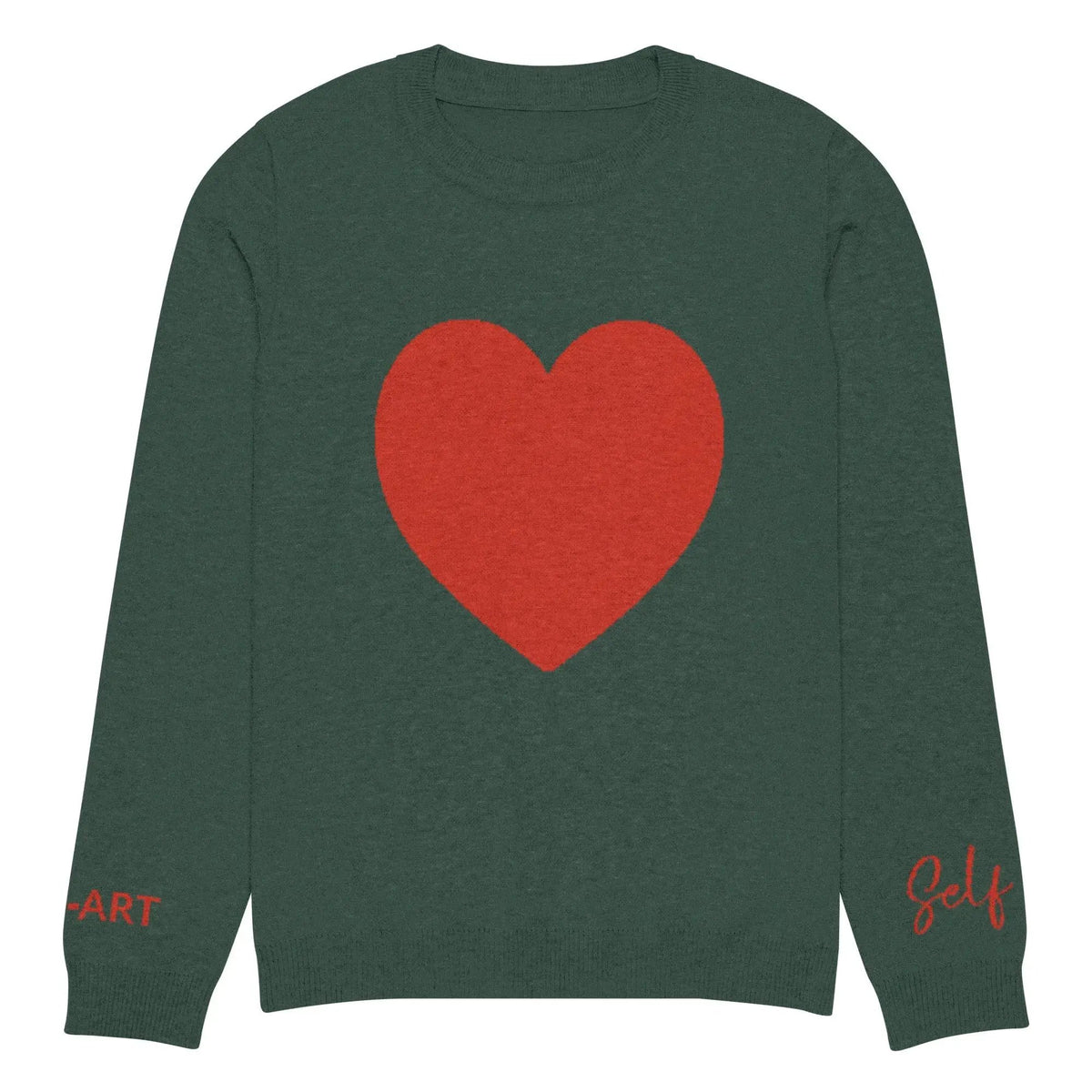 Heart - Knitted crew neck sweater PINE by Maiden-Art
