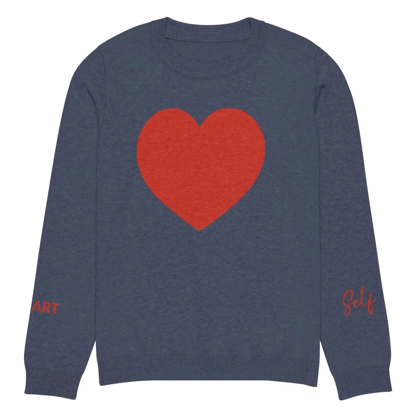 Heart - Knitted crew neck sweater NAVY by Maiden-Art