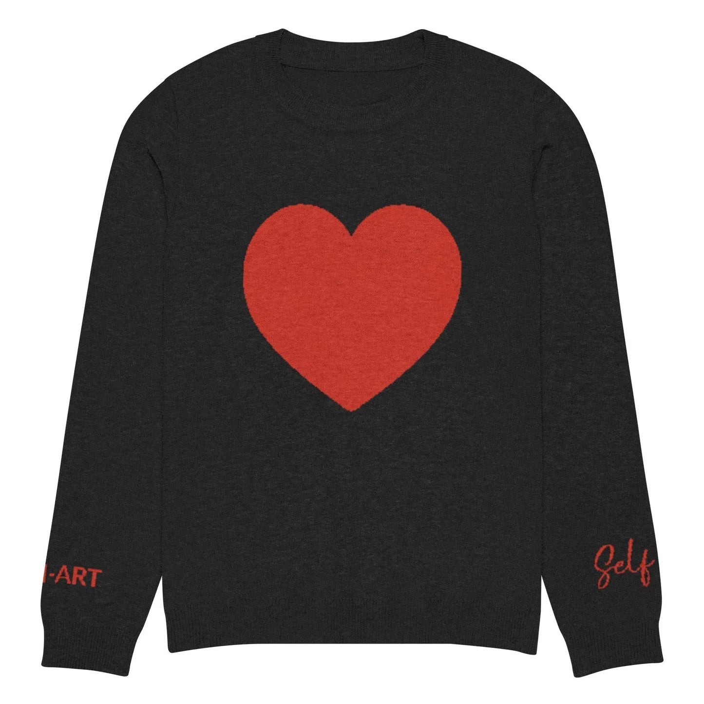 Heart - Knitted crew neck sweater BLACK by Maiden-Art
