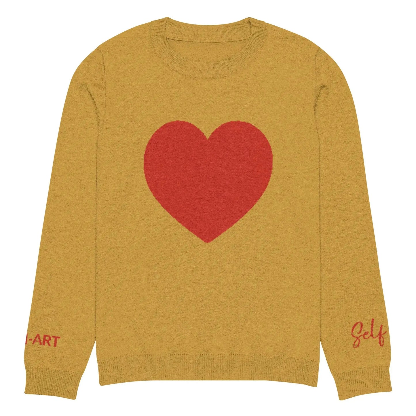 Heart - Knitted crew neck sweater MUSTARD by Maiden-Art