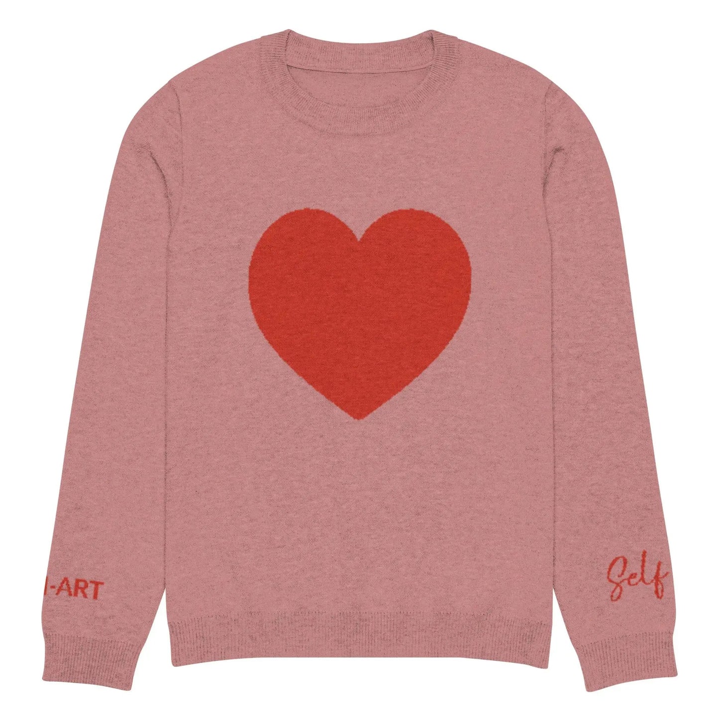 Heart Knitted crew neck sweater CORAL by Maiden-Art
