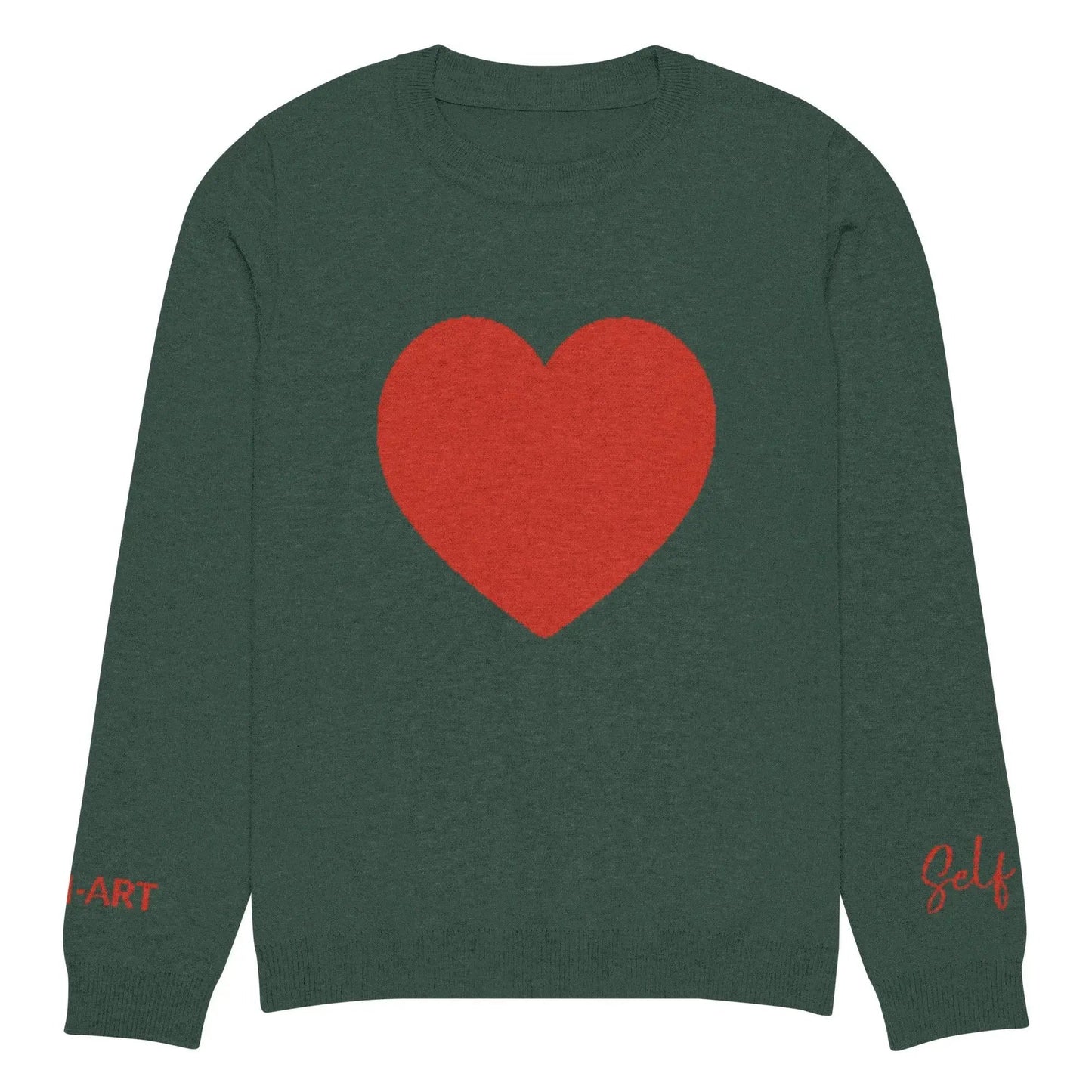 Heart - Knitted crew neck sweater PINE by Maiden-Art
