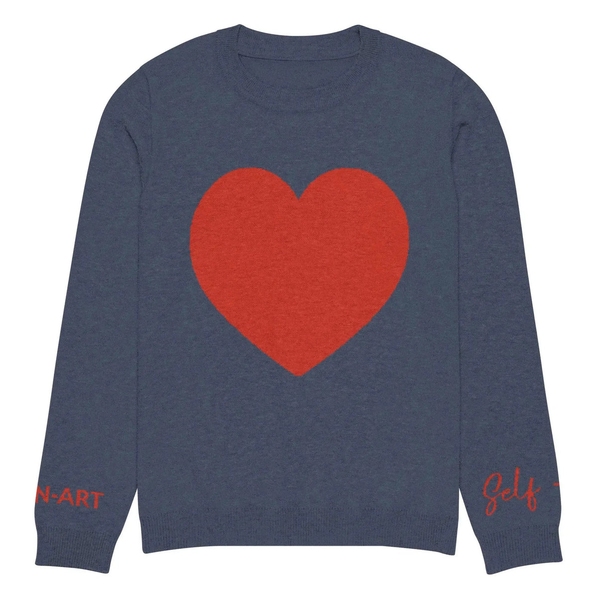 Heart - Knitted crew neck sweater NAVY by Maiden-Art