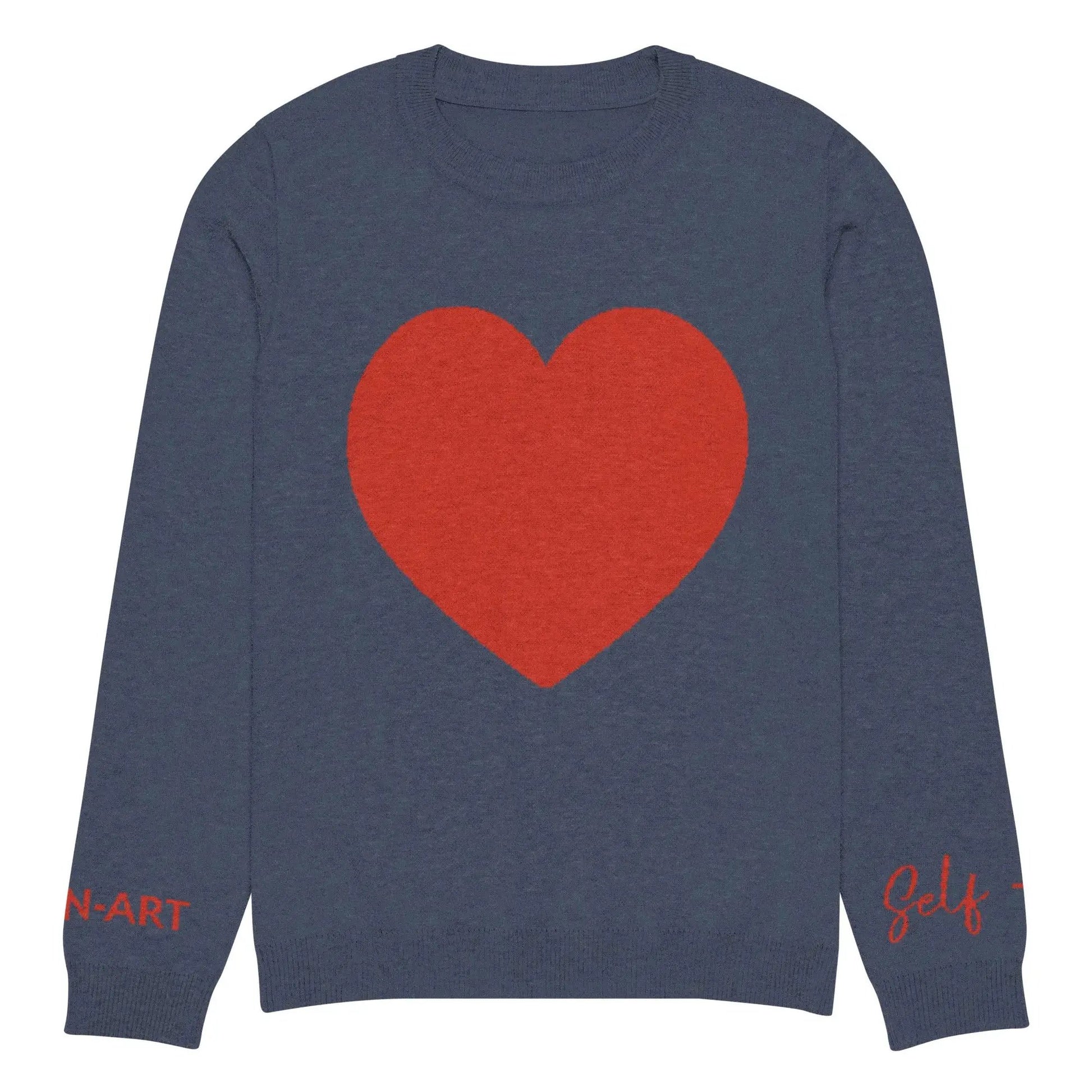 Heart - Knitted crew neck sweater NAVY by Maiden-Art