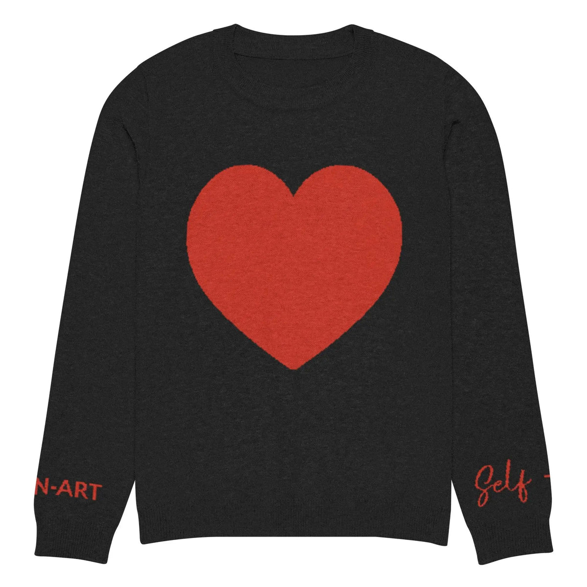 Heart - Knitted crew neck sweater BLACK by Maiden-Art