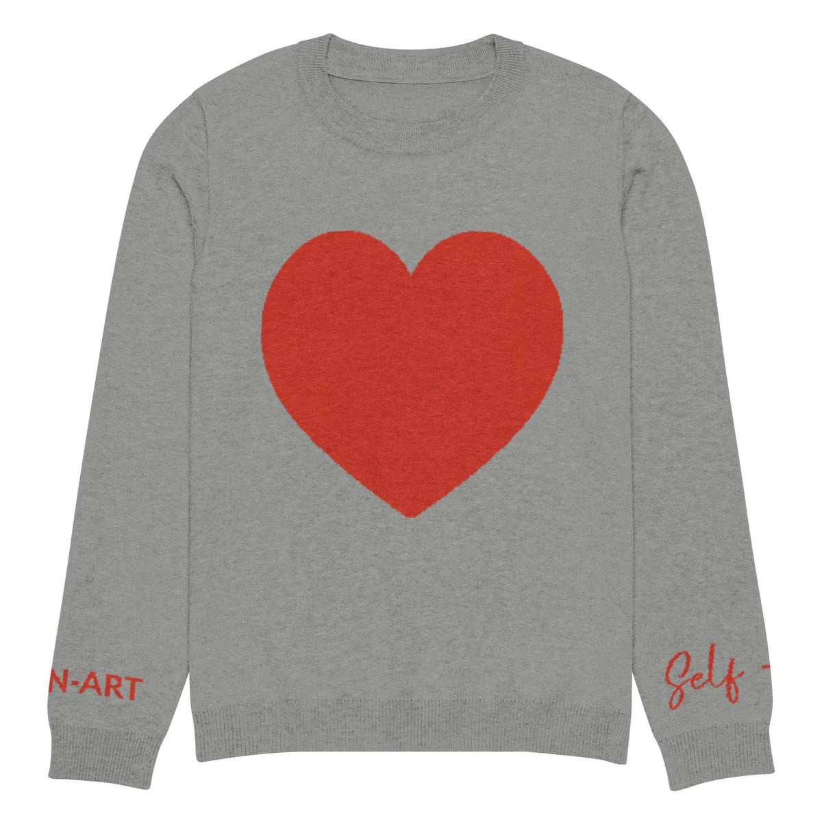 Heart - Knitted crew neck sweater GREY | crew neck knitted sweater by Maiden-Art