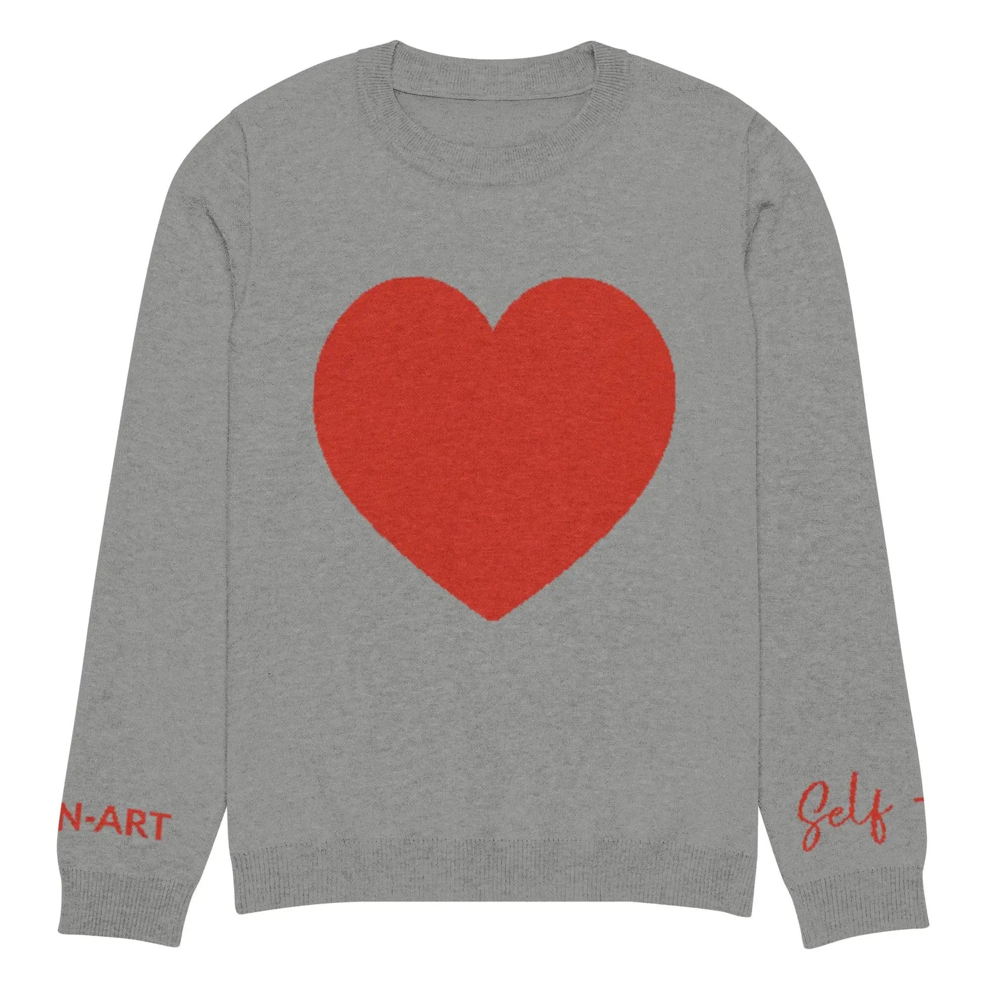 Heart - Knitted crew neck sweater GREY | crew neck knitted sweater by Maiden-Art