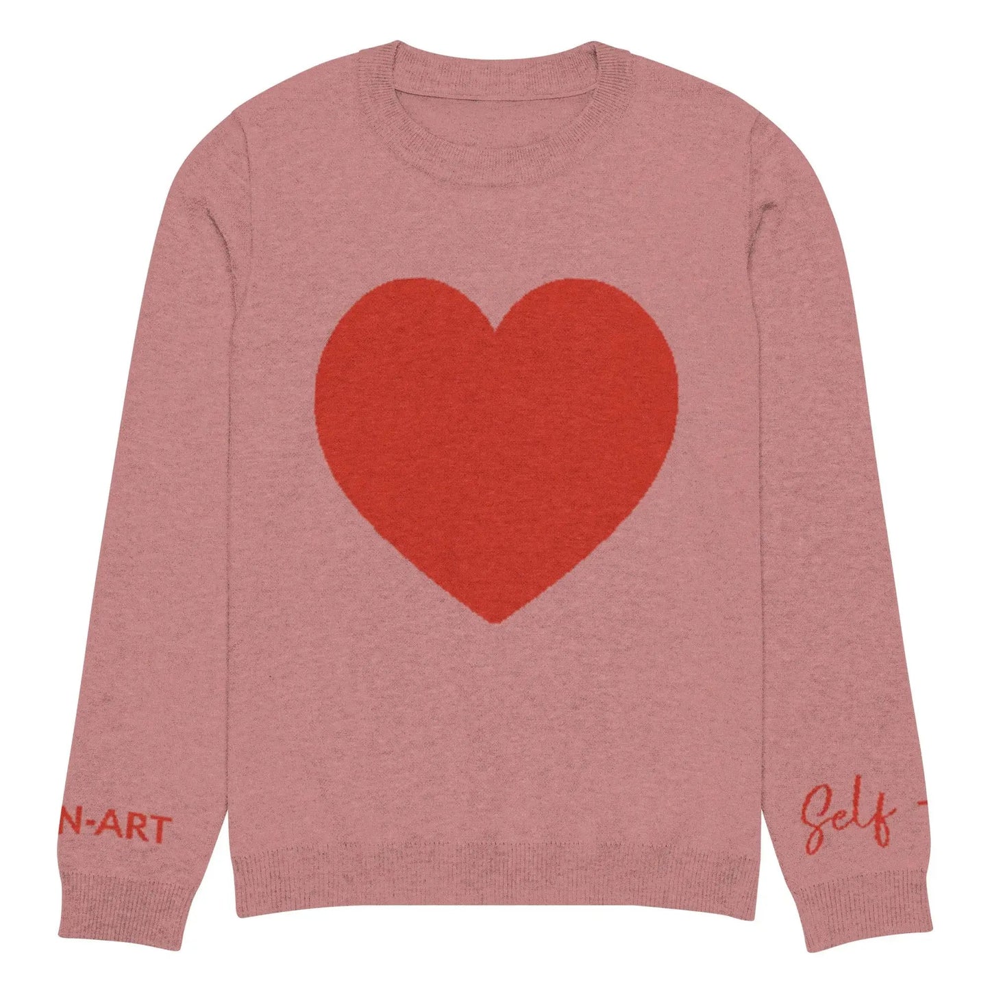Heart Knitted crew neck sweater CORAL by Maiden-Art