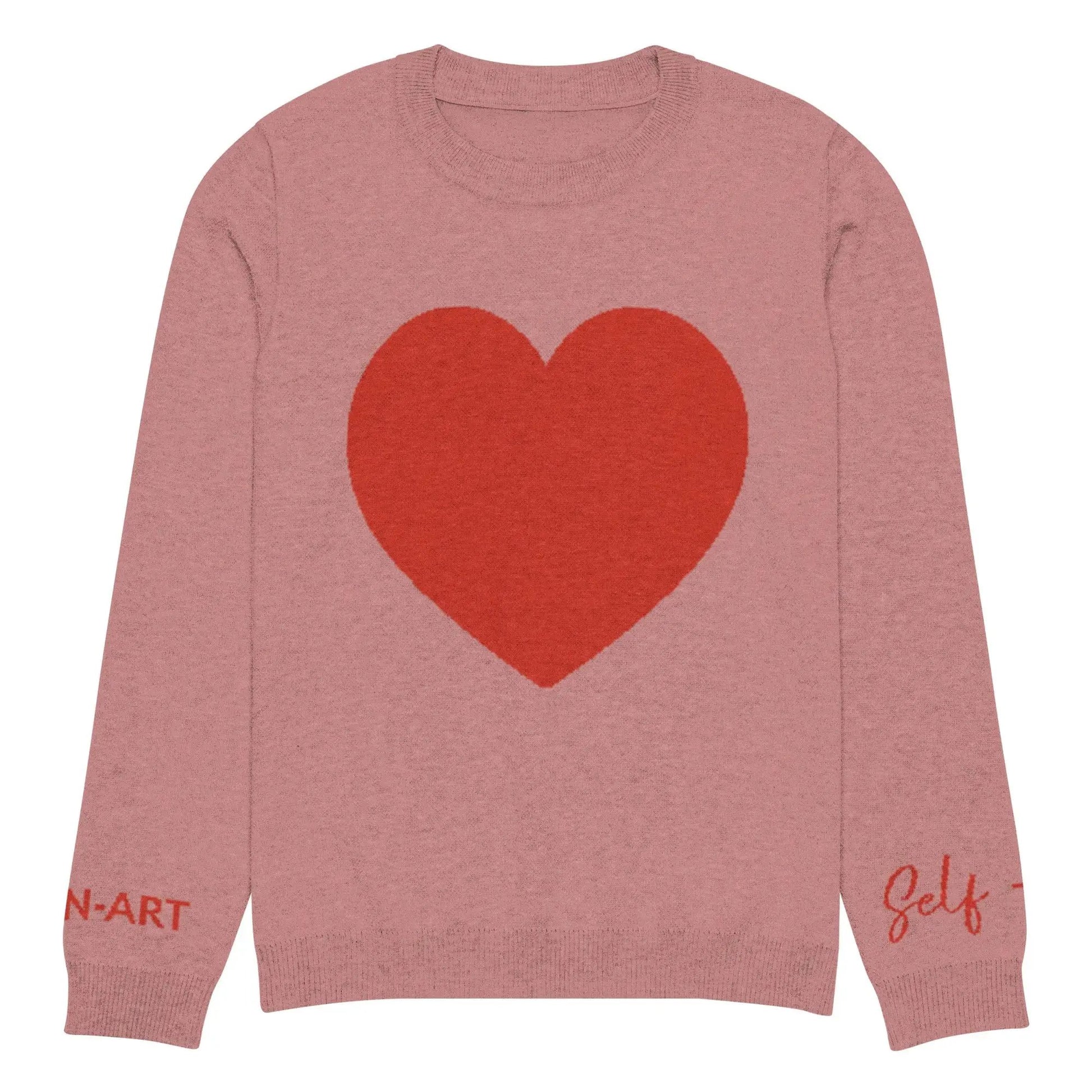 Heart Knitted crew neck sweater CORAL by Maiden-Art