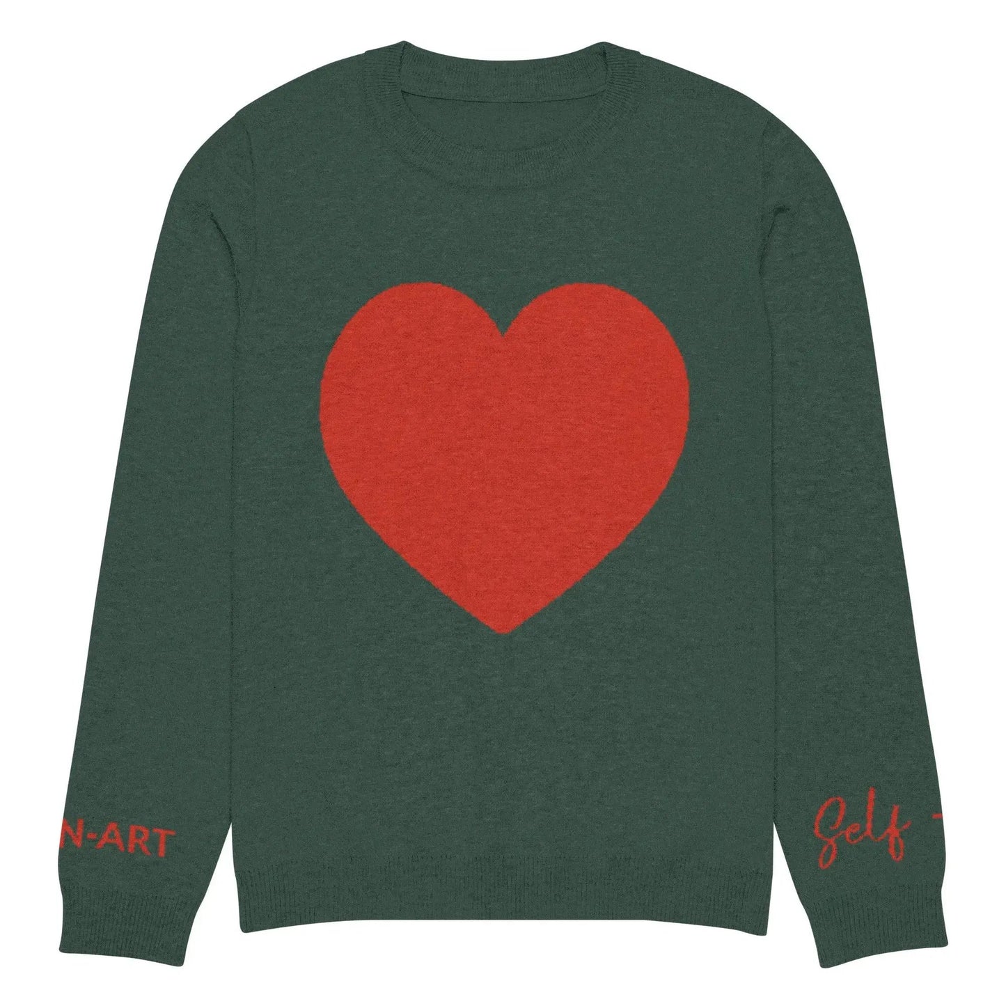 Heart - Knitted crew neck sweater PINE by Maiden-Art