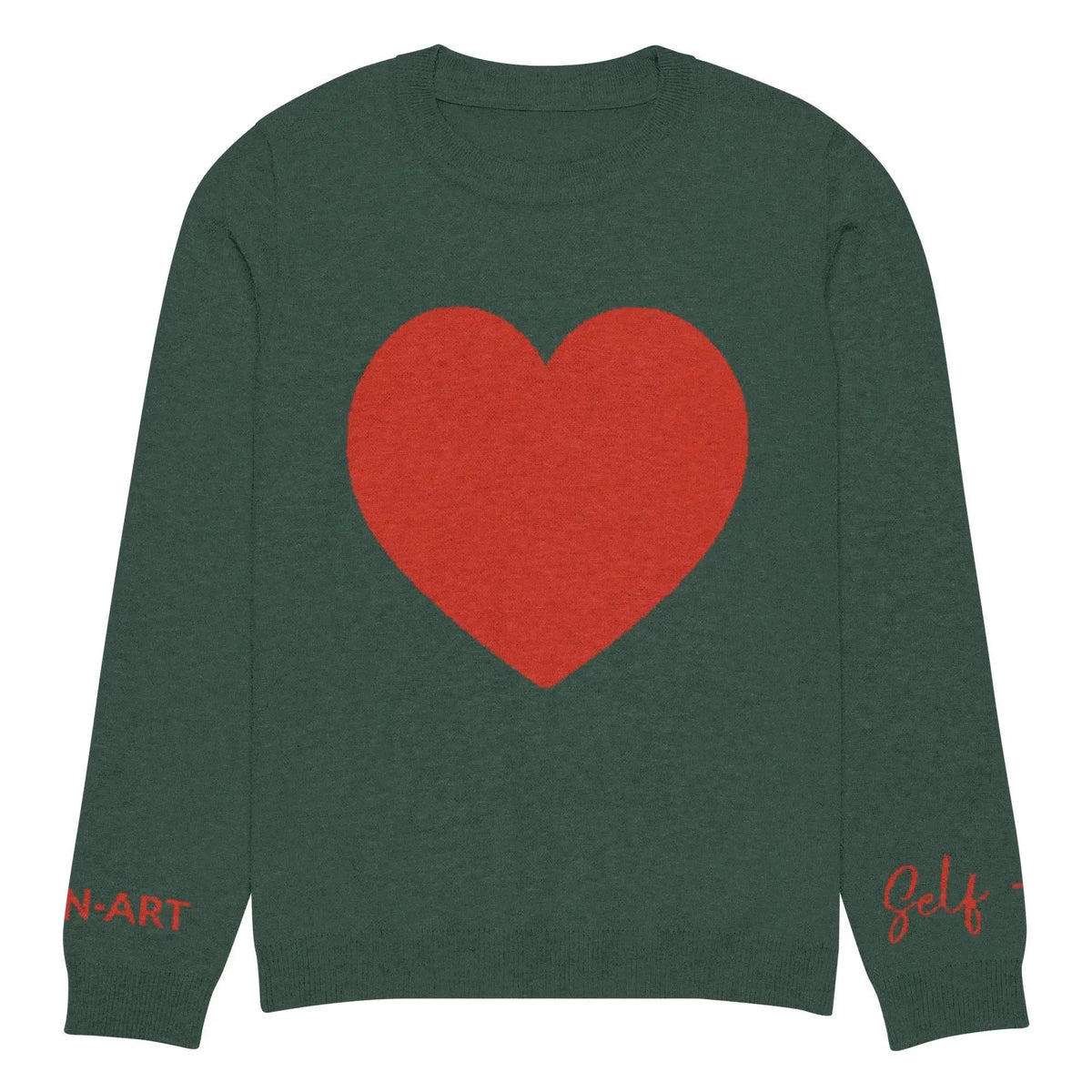 Heart - Knitted crew neck sweater PINE by Maiden-Art