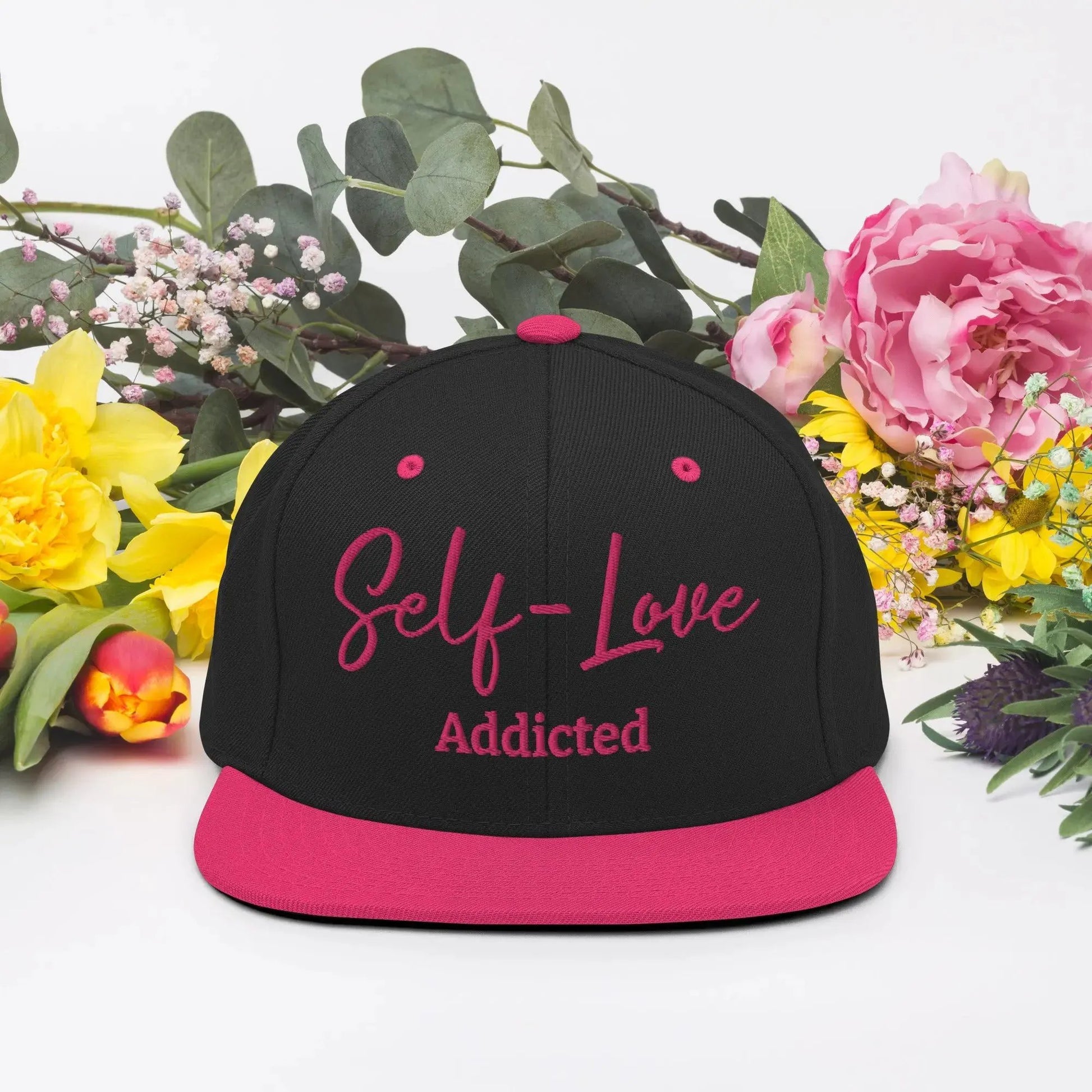 Self Love Addicted Snapback Hat with Embroidery by Maiden-Art