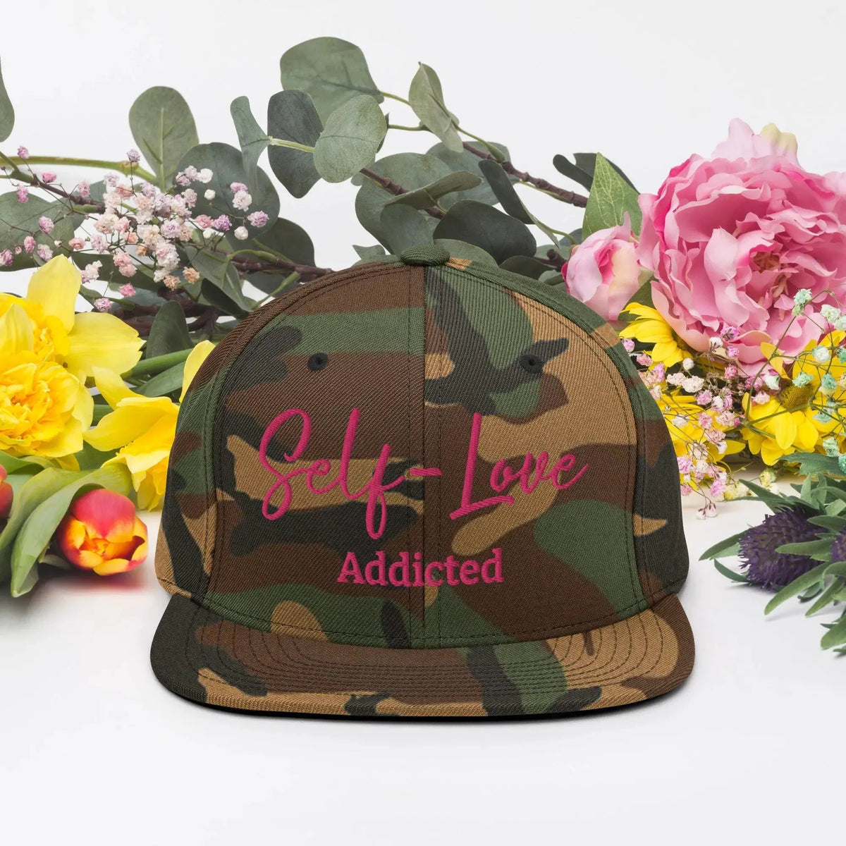 Self Love Addicted Snapback Hat with Embroidery by Maiden-Art