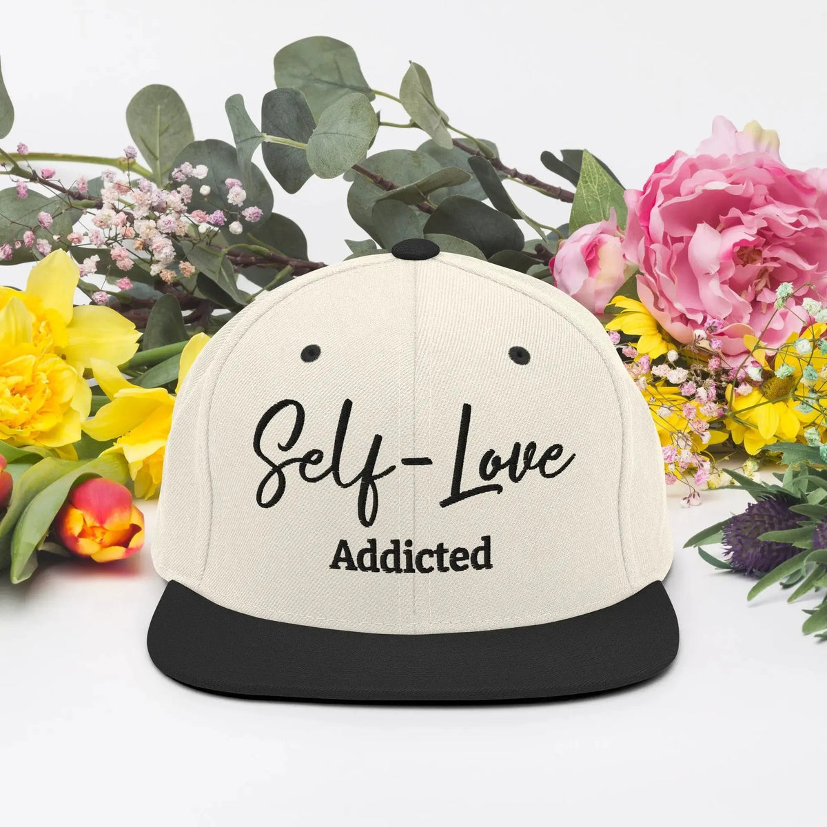 Self Love Addicted Snapback Hat with Embroidery by Maiden-Art