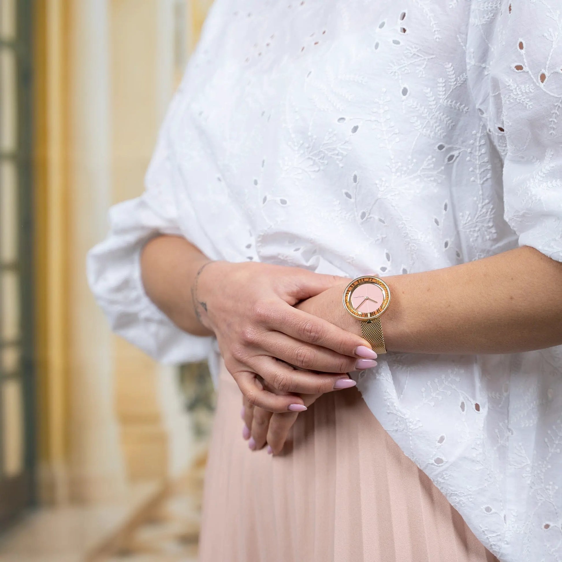 Pierre Cardin Women's Gold Stainless Steel Watch, Pink Dial | Cma.0016 by PIERRE CARDIN